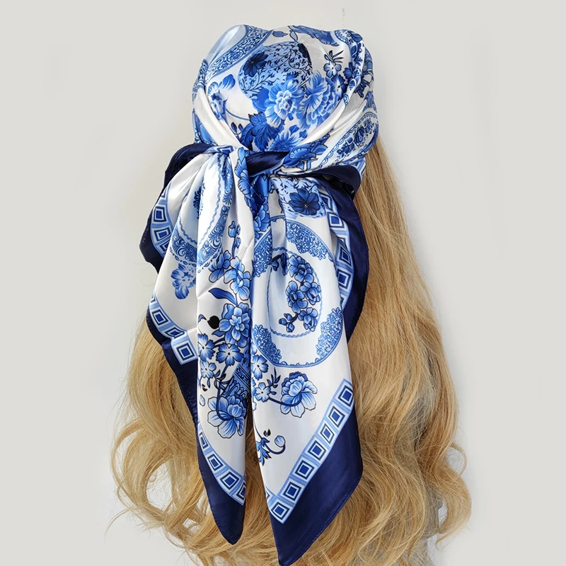 

Luxury Brand Hijab Square Scarf Women Turban Muslim Headscarf Twill Silk Bandana Shawl Wrap Fashion Neckerchief Foulard Headband