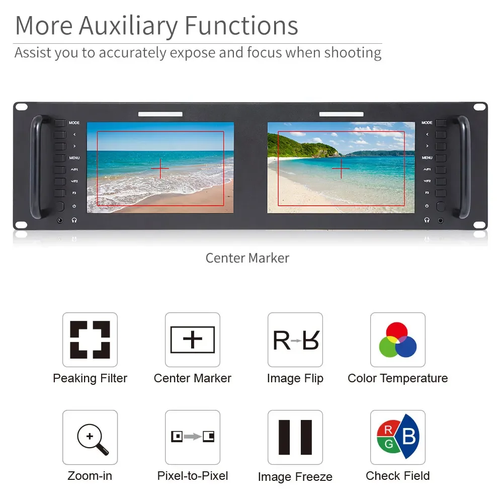 Feelworld D71-H Двойной 7-дюймовый 3RU IPS 1280x800 HDMI ЖК-монитор для монтажа в стойку