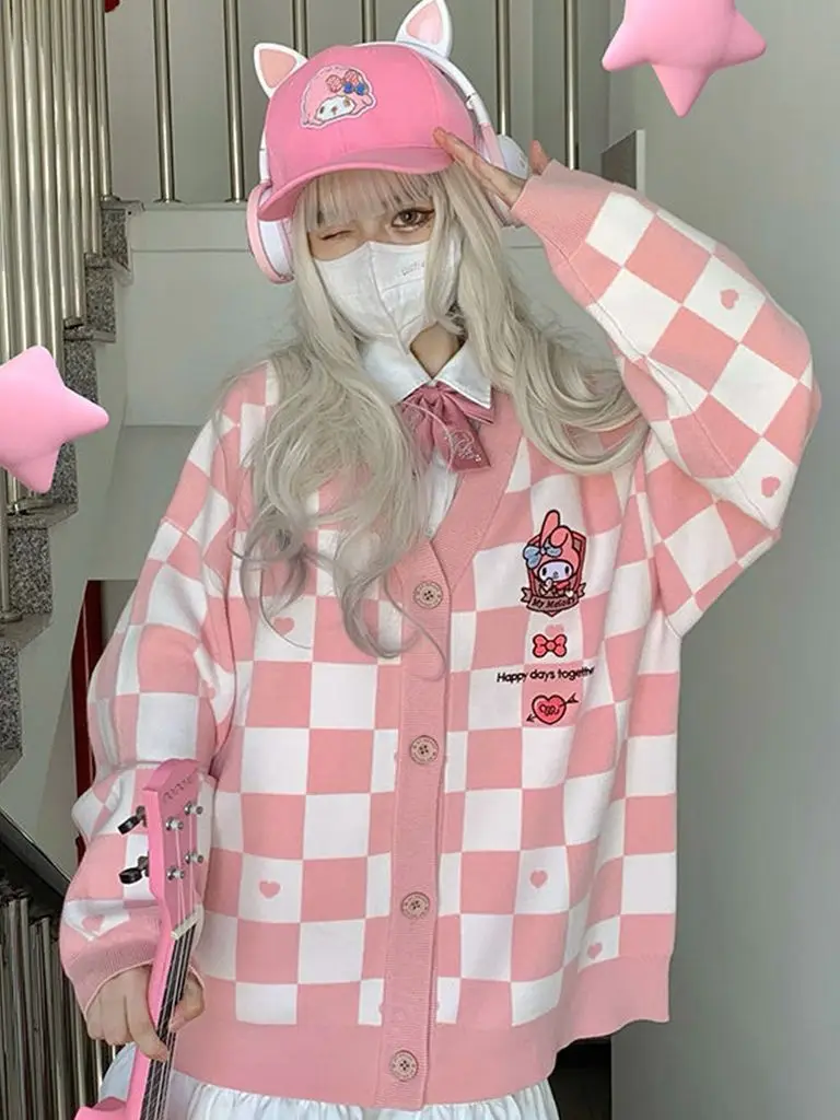 

Kawaii Sanrio Womens Japan Cute Cardigan Sweater Jk Uniform Cardigan Sweater Cosplay Sweater Girl Loose Long-Sleeved Jacket Gift