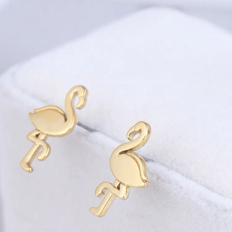 

Flamingo Gold Plated Fashion Style Earrings stud Simple and personalized jewelry