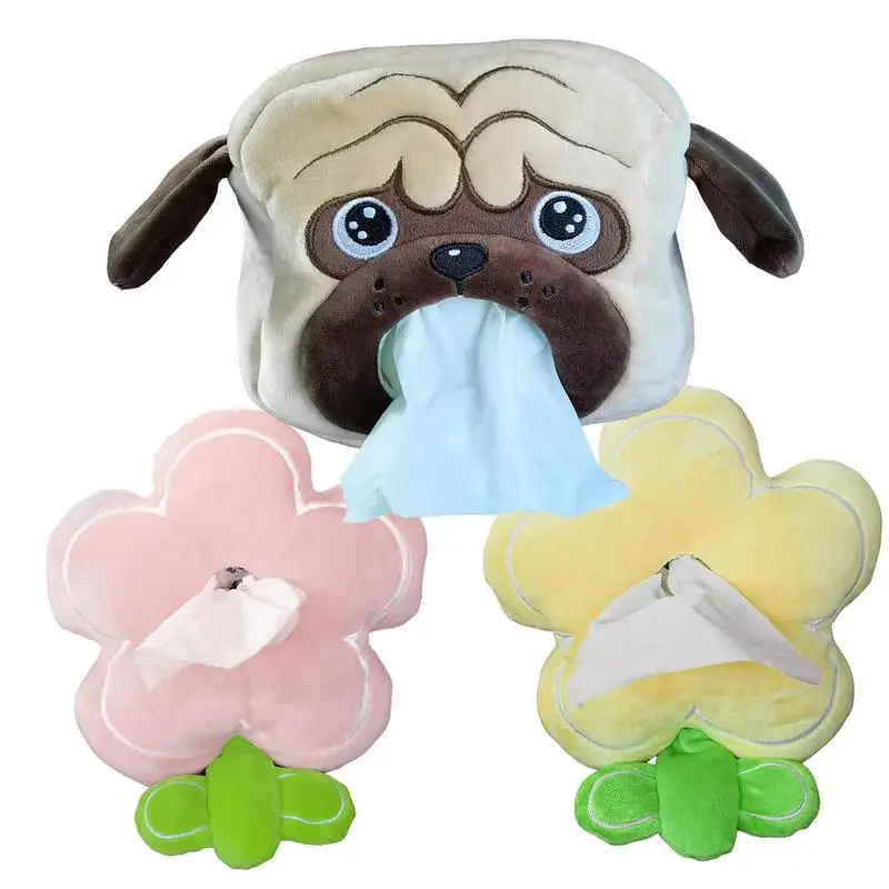 

Cute Tissue Box Cover Cartoon Dog Design Napkin Holder Multipurpose Tissue Container For Car Interior Decoration Accessories