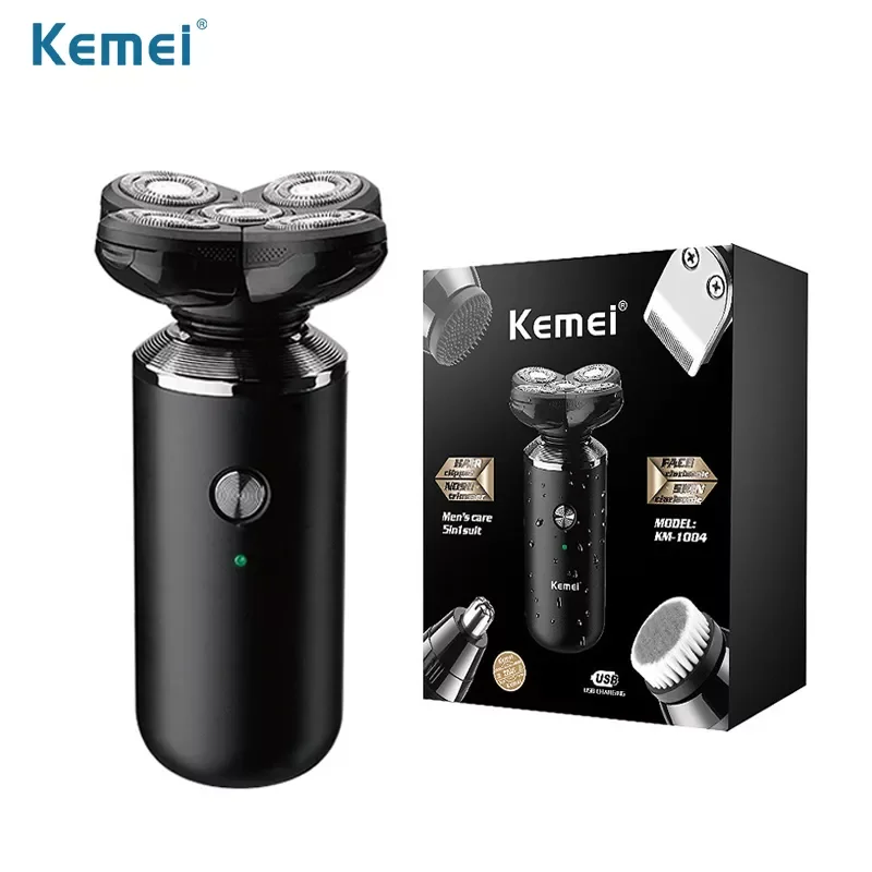 Enlarge Kemei 5 In1 Electric Shaver Men Beard Face Trimmer Nose Temple Mini Portable Skull Hair Cut Device Waterproof USB Charge Machine