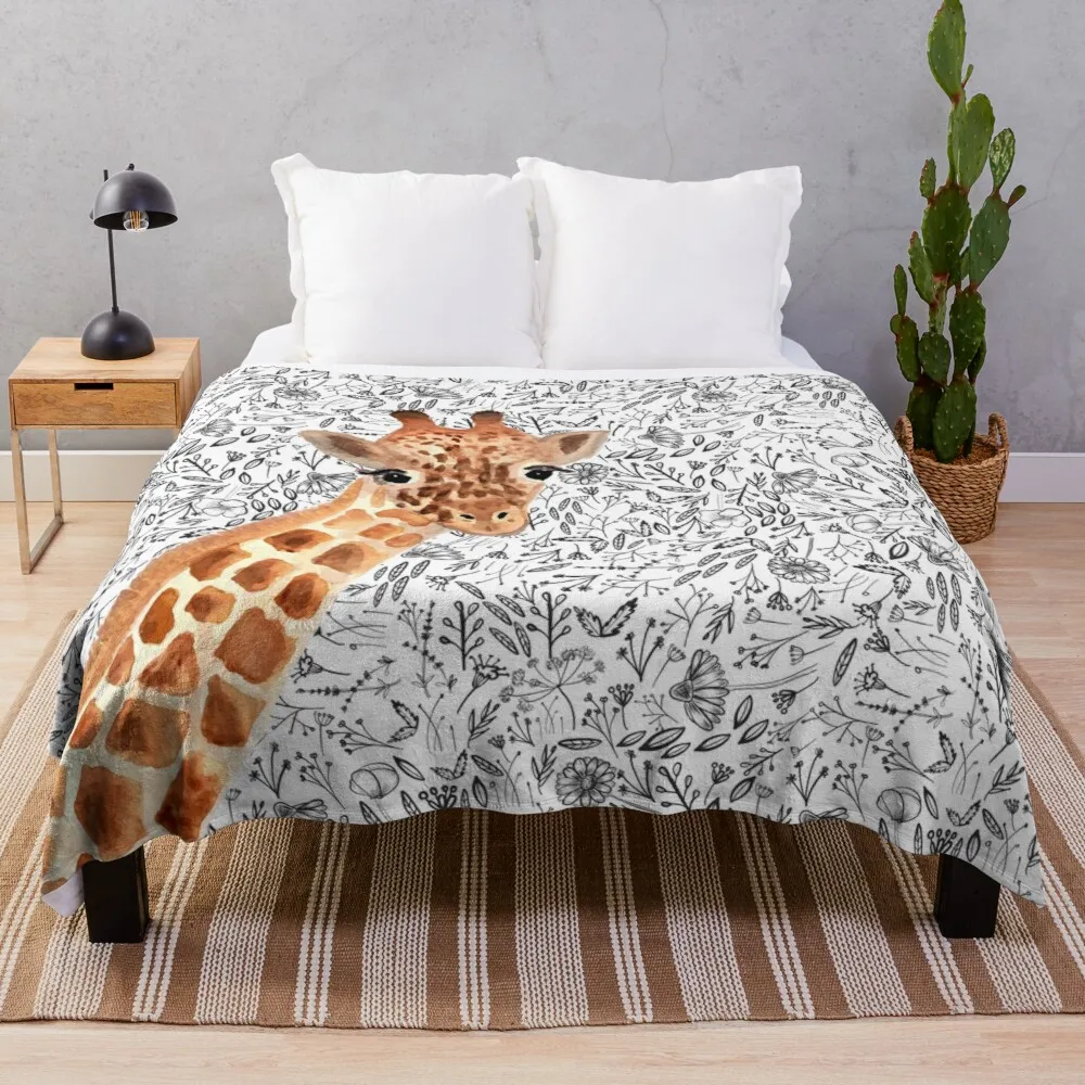 

Watercolor Giraffe Throw Blanket warm blanket Knitted blanket comforter blanket