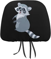 cute cartoon raccoon funny cover for car seat headrest protector covers print interior accessories decorative