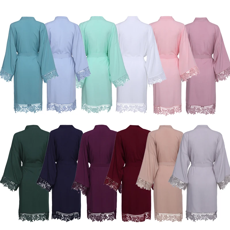 Bridesmaid Robes Rayon Cotton Robe Bride Robe Short Satin Robe Women Wedding Robe Bathrobe Sleepwear Dressing Gown Lace Robe