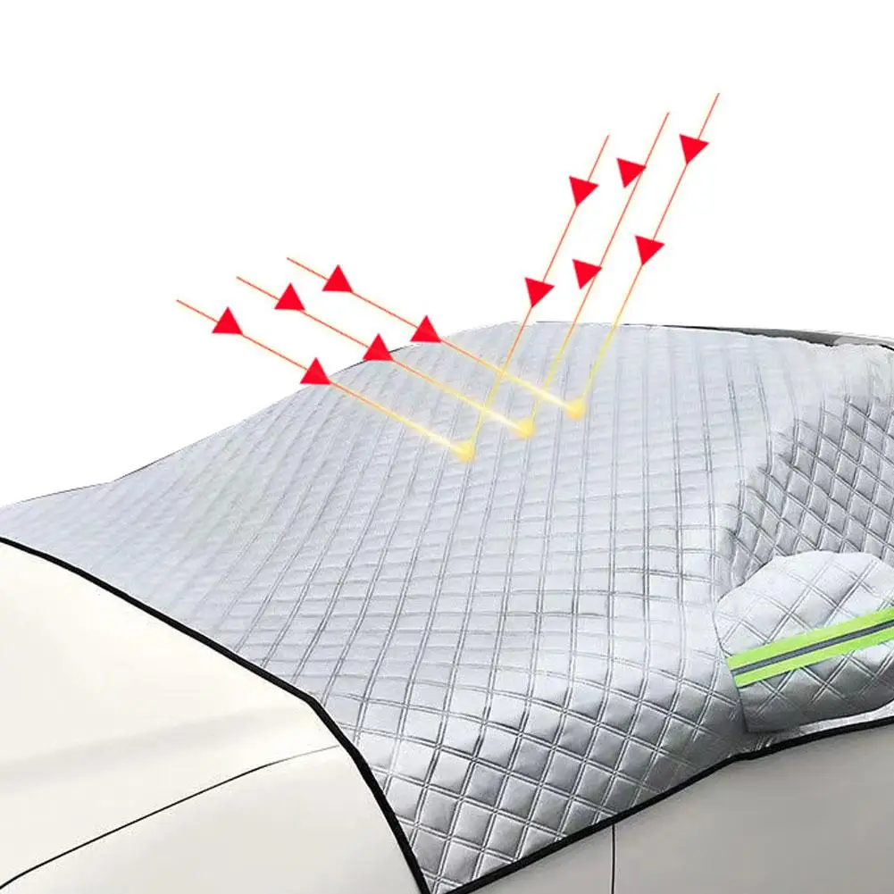 

Car Sunshade Windshield Snow Protector Cover Heat Sun Mat With Rearview Mirror Protective Cover Exterior Auto Accessories