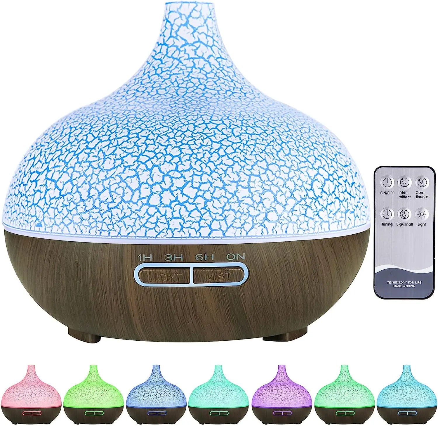 

Humidificador ultrasónico y difusor de 550 ml. silencioso,Apagado Automático.Humidificador Aceites Esenciales con Control Rem