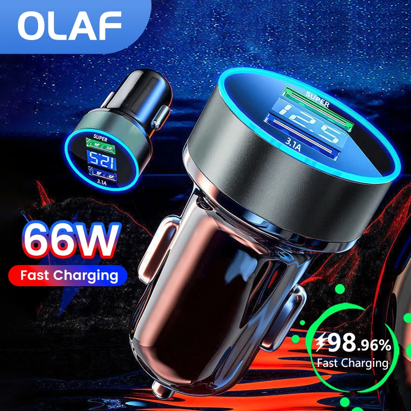 

Olaf USB Car Charger Quick Charge3.0 USB Type C Car Fast Charging Power Adapter For iPhone 12 13 Huawei Samsung S21 S22 Xiaomi