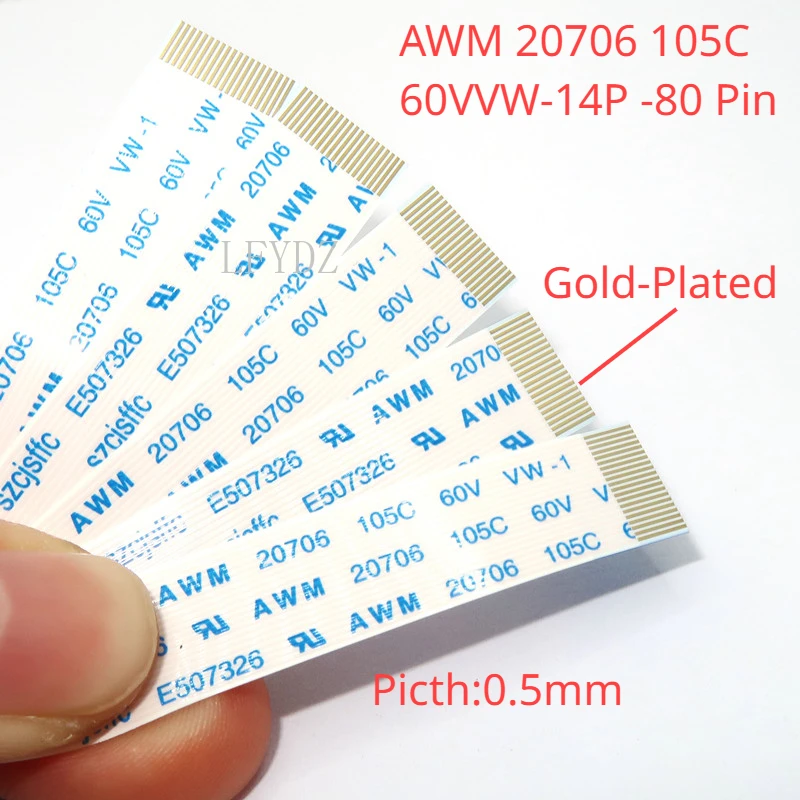 

Позолоченный плоский гибкий кабель FFC FPC AWM 20706 105C 60 В VW-1 Шаг 0,5 мм 4P/6/8/10/12/14/16/20/26/30/40/45/50/54/60/68/80 Pin