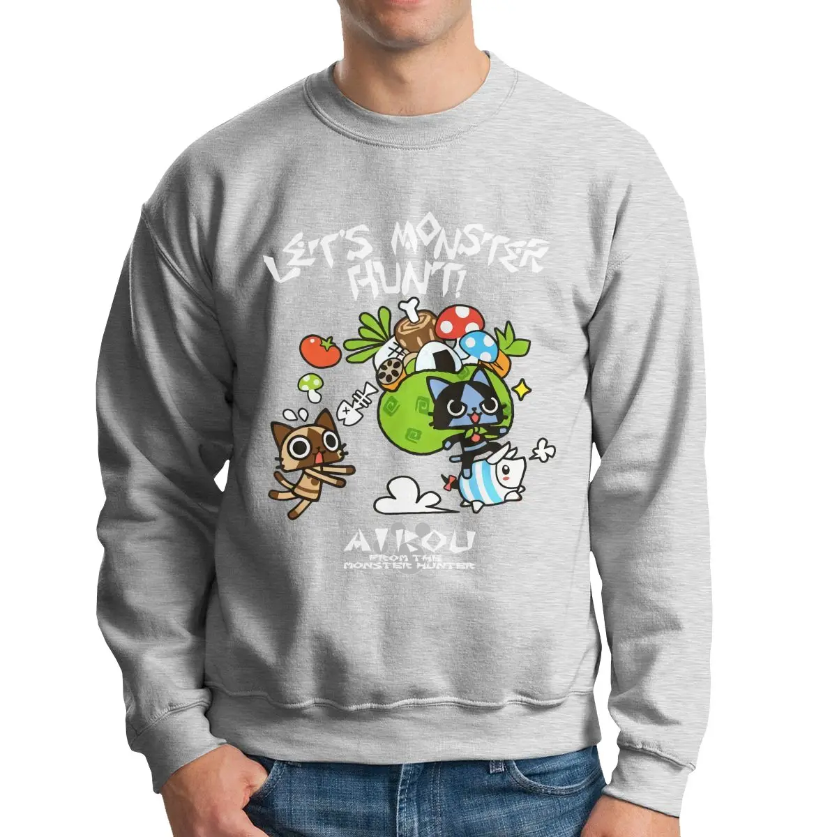 Толстовка Monster Hunter Let Monster Hunter Airou Image, пуловер, рубашки, классные Ретро хипстерские, лучшее качество (art.: 3920bb9819fc6) - 3920bb9819fc6