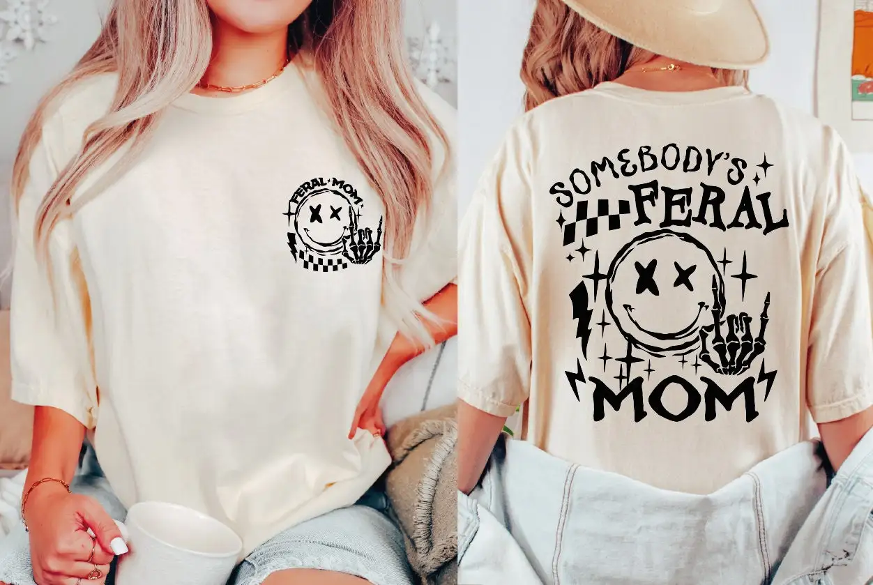 Футболка Somebodys Feral Mom Mama Funny For Life модная футболка на День матери Bp