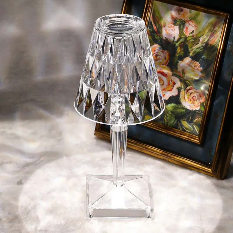 

Bedside Lamp USB Rechargeable Diamond Table Lamp Gift Night Lamp Decoration Bedroom Crystal Desk Lamp Dining Room Lamp