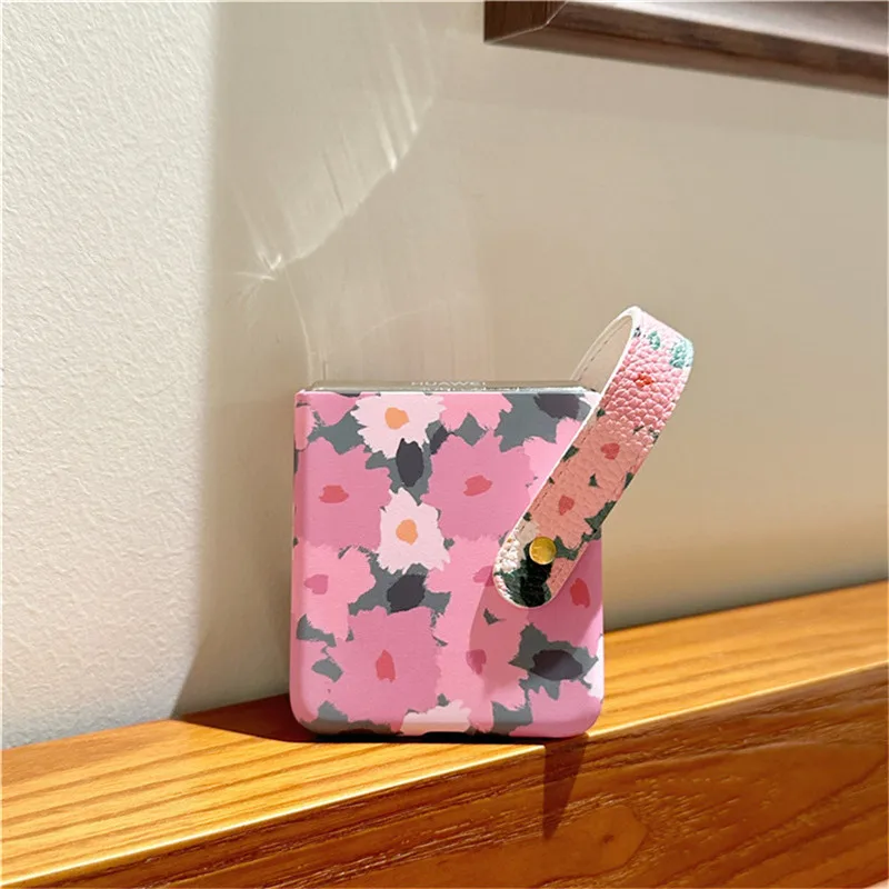 Милый мультяшный жираф с цветком на запястье чехол для ПК Samsung Galaxy Z Flip6 Flip5 Flip4 Flip3