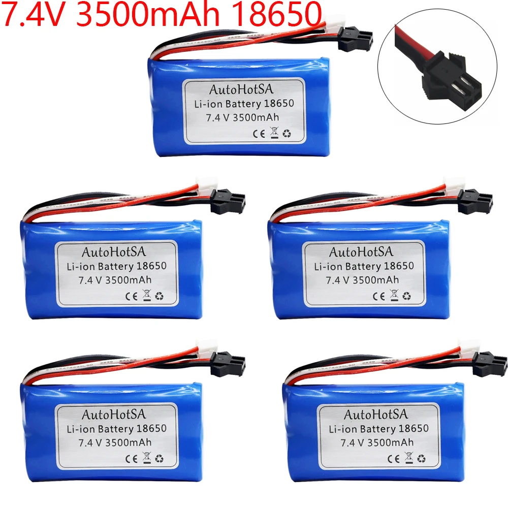 (SM Plug) 7,4 V 3500mAh 18650 Lipo батарея для WPL MN99S D90 U12A S033g Q1 H101 радиоуправляемые лодки автомобили танки дроны Запчасти 2S 7,4 V батарея