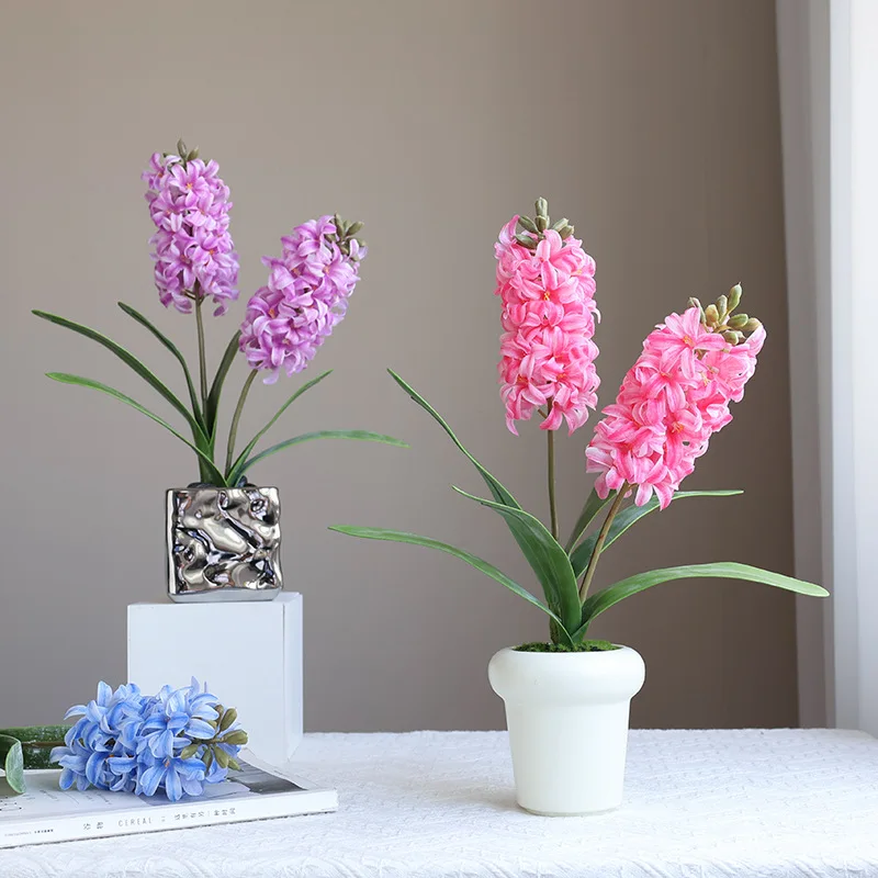 Large Artificial Flowers 3D Artificial Hyacinth Real Touch Flowers Fake Plant For Home Garden Wedding Photography Prop Decor