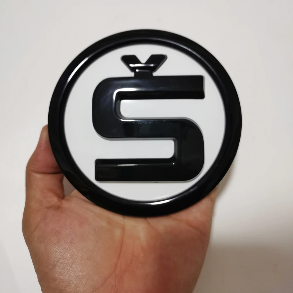 

100/110mm White S Logo Boot Lid Sticker Hood Sticker For SKODA OCTAVIA SUPERB KAROQ KODIAQ KAMIQ SCALA ENYAQ Skoda Rear Sticker