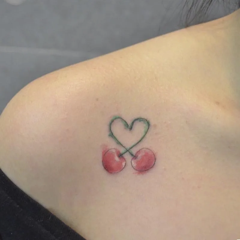 

Водостойкая Временная тату-наклейка Вишневый Дизайн боди-арт искусственная Татуировка флэш тату на плечо женский мужской