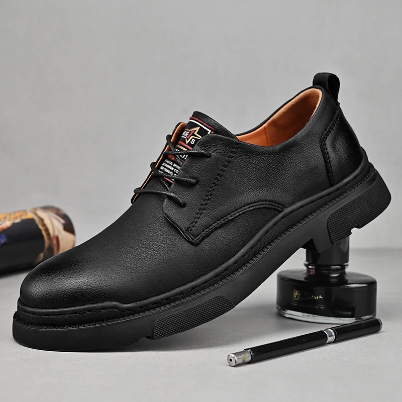 

Классические удобные мужские туфли-оксфорды; Кожаная уличная мужская повседневная обувь; Модная мужская модельная обувь на шнуровке в британском стиле; Официальная обувь