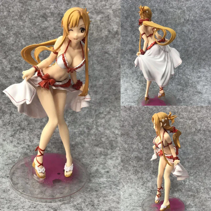 

22cm Janpanese Anime Sword Art Online Yuuki Asuna Swimsuit Figure Sexy Girl Dolls PVC Action Figure Collectible Model Toys Gift