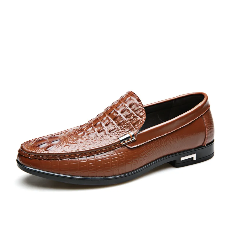 

2022 Luxury Design Men Business Loafers Shoes Black Brown Men Crocodile Pattern Cow Leather Dress Shoes Wedding Formal Shoes