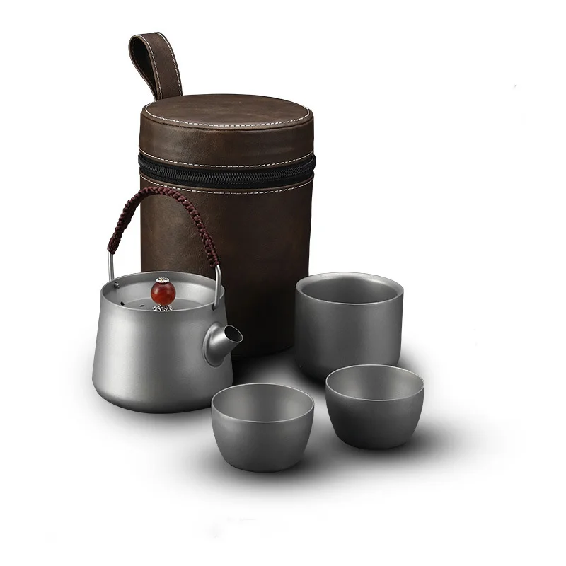 

Titanium Chinese Tea Set Chinese Gongfu Tea Set Portable Teapot Set Tea Maker Infuser for travel camping