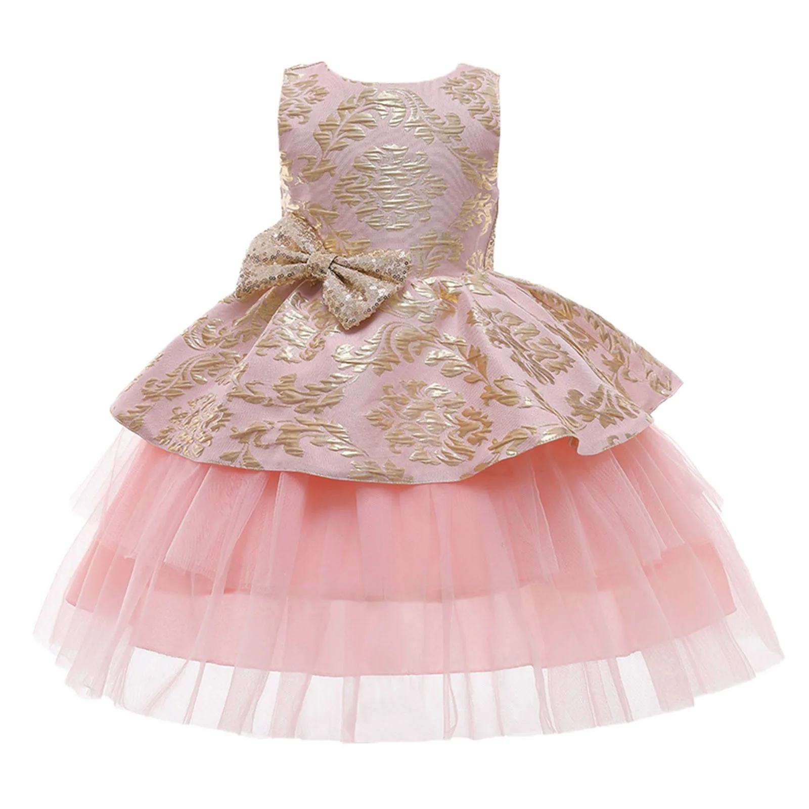 

Gown Birthday Pageant Kids Paillette Tulle Party Bowknot Girls Wedding Princess Dress Girls Dress&Skirt Dresses Size 8 Girls