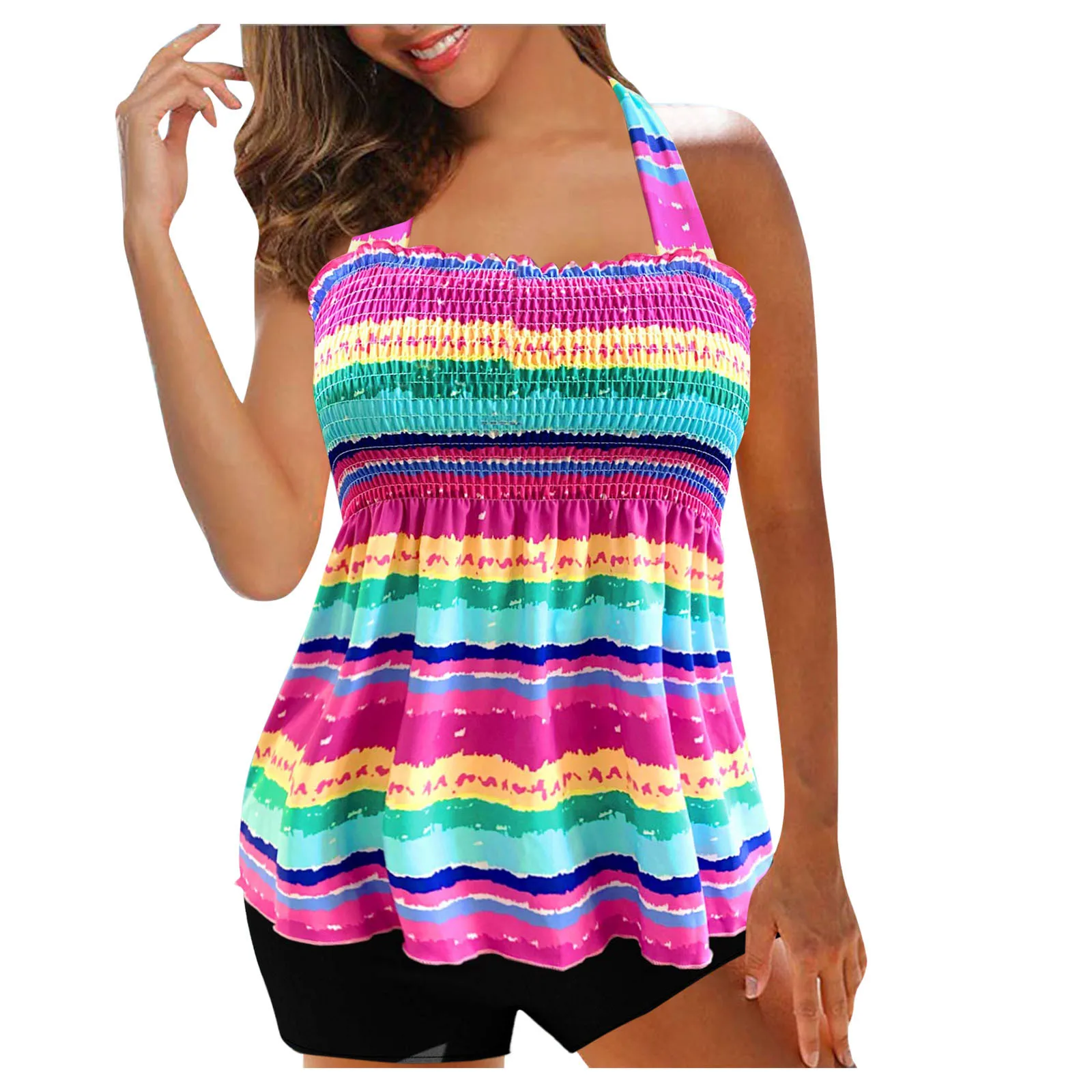 

Large Split Bikini Beach Tankini Digital Women's Suspender Swimsuit Print Set Swimwears Tankinis Set Swimwears bikini string