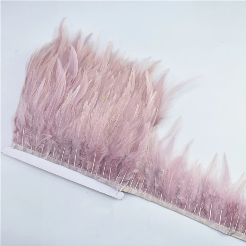 

10Meters/Lot Leather pink Rooster Neck Hackle Feather Trim Ribbon Pheasant Feather Fringe for Crafts Clothing Wedding Decoration