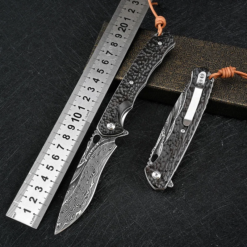 Damascus Knife Folding Camping Survival Tactical Multifunctional Outdoor Self-Defense