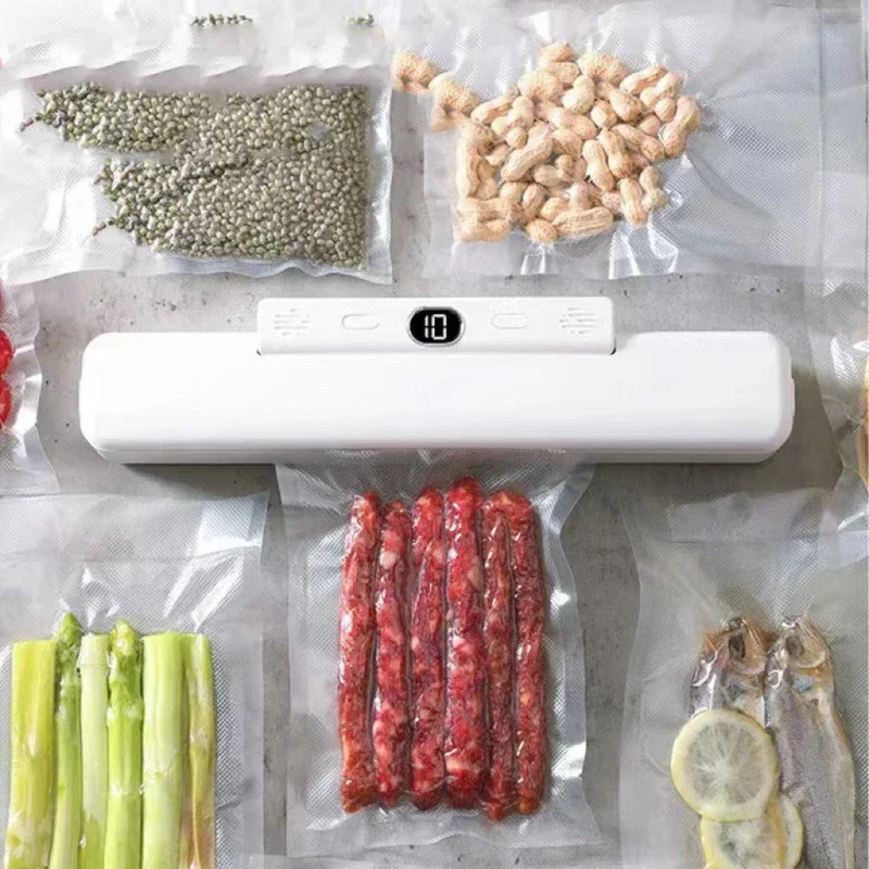 

Новая автоматическая вакуумная упаковка для хранения продуктов питания с 10 шт. бесплатными пакетами для экономии пищевых продуктов 240 В/110 В, запечатывающая машина для вакуумных упаковок