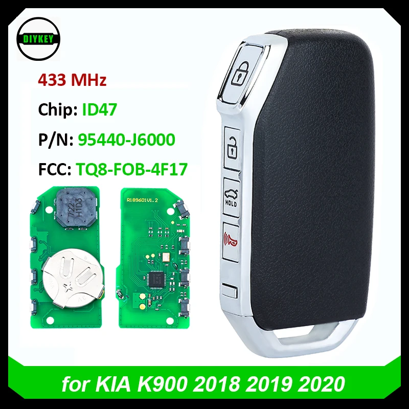 

DIYKEY Keyless-GO Smart Key for KIA K900 2018 2019 2020 434MHz ID47 Chip Proximity Remote Fob TQ8-FOB-4F17 PN: 95440-J6000
