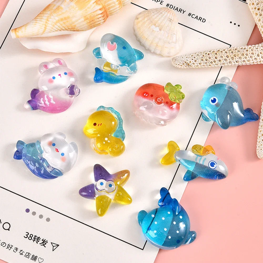 10 шт. прозрачные морские животные серии миниатюрные кабошоны из смолы с плоской