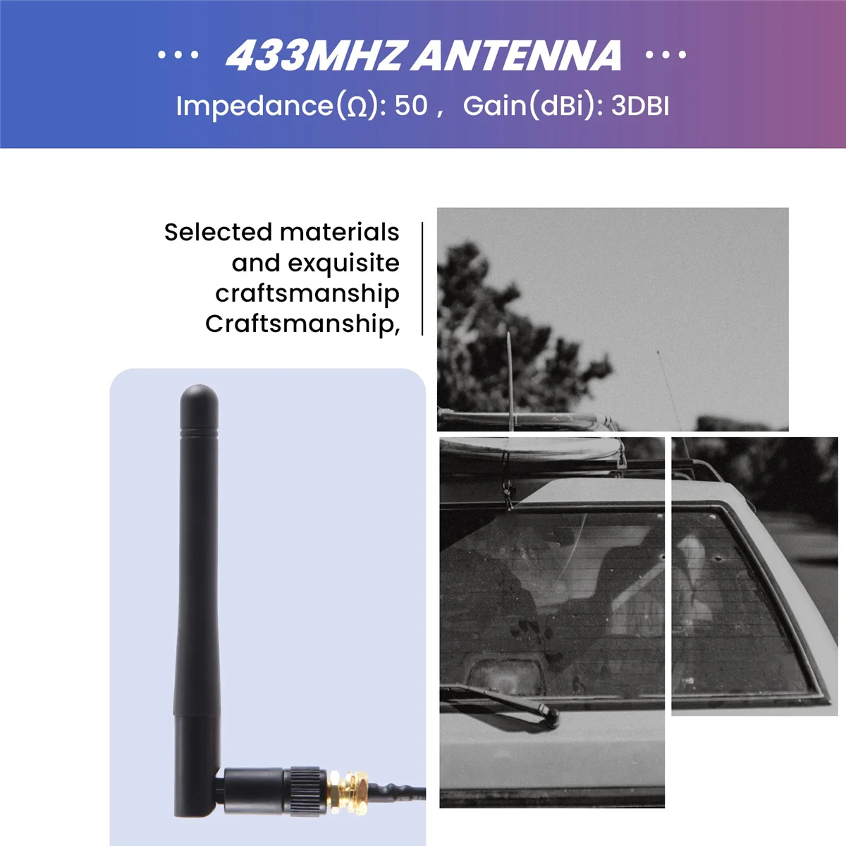 Антенна 433 МГц 3Dbi GSM RP-SMA резиновая водонепроницаемая антенна Lorawan + IPX-SMA небольшой