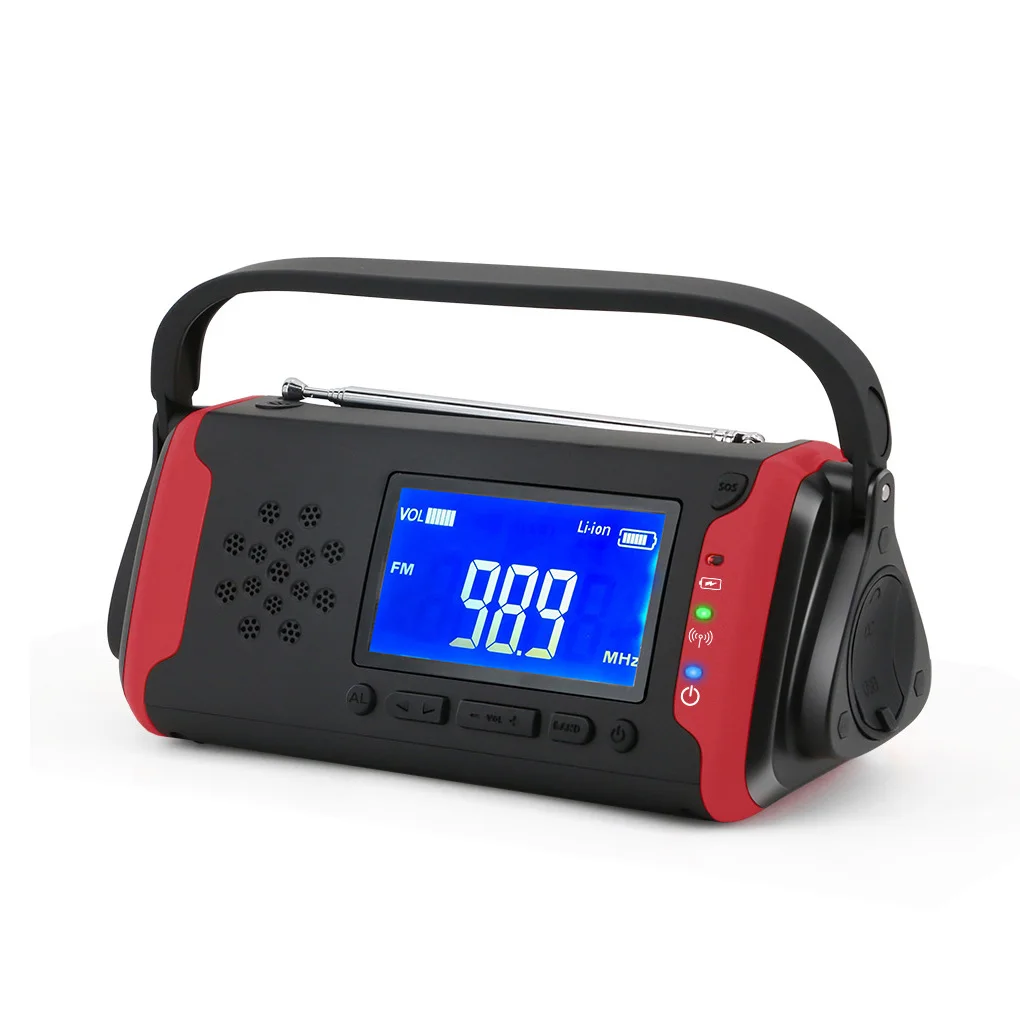 

Weather Radio Solar Rechargeable Emergency LCD LED Flashlight Survival Rescue Alarm Camping Power Bank Charger Green