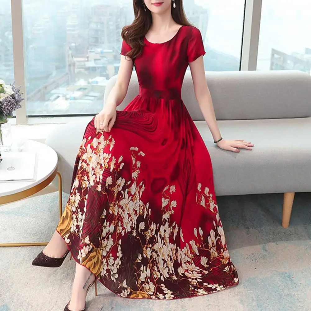 

Boho Dress Slim Temperament Short Sleeve Long Draping Dress Maxi Dress for Party