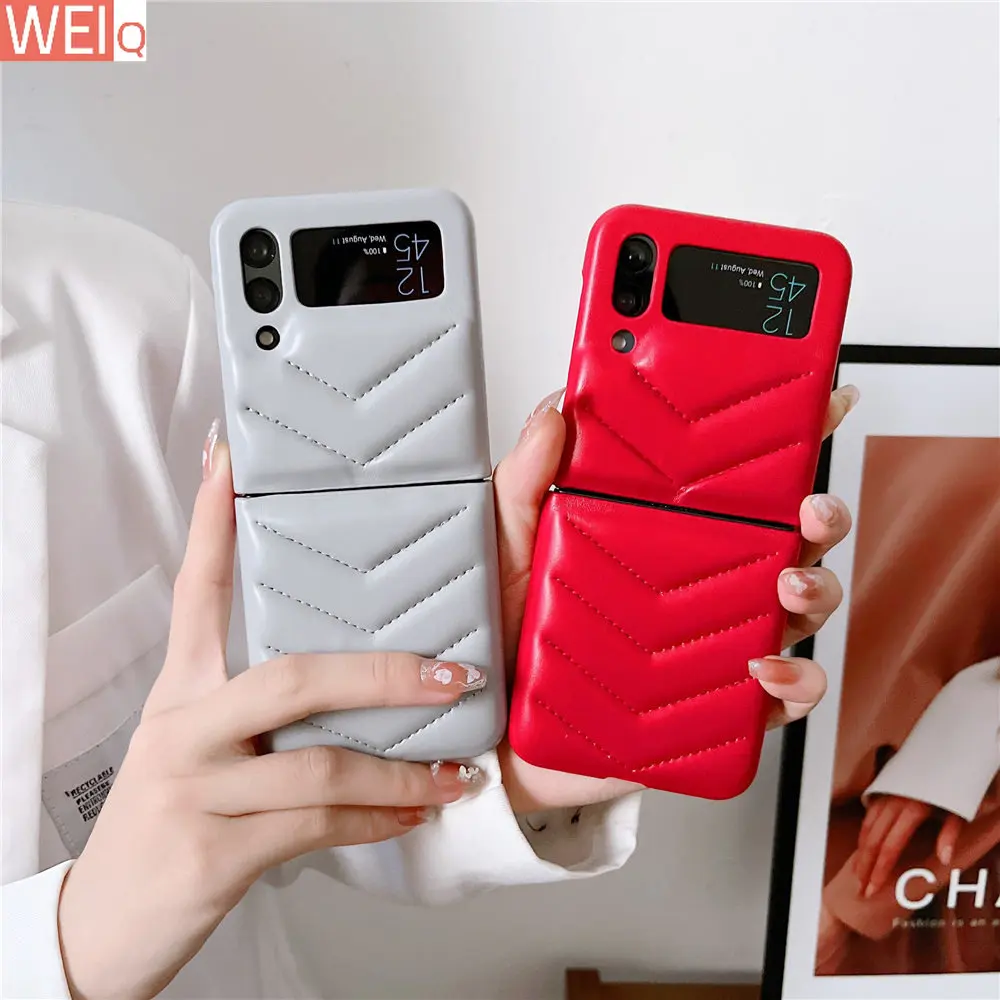 

For Samsung Z Flip 4 Case Luxury Fashion V Style Down Jacket PU Leather Case For Samsung Galaxy Z Flip 3 Flip 4 Cover Fundas