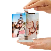 personalized custom pictures rotated windmill crystal photo frame glass album for friends family birthday wedding memorial gift