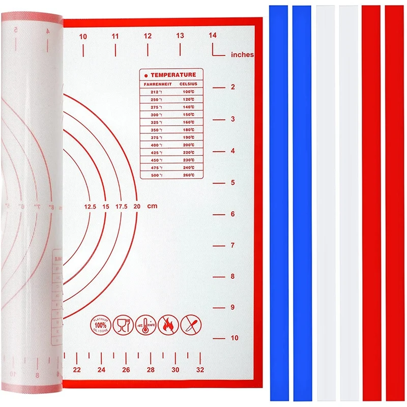 

7 шт. силиконовый коврик для раскатки теста и направляющие палочки коврик для выпечки с силиконовым ковриком для выпечки