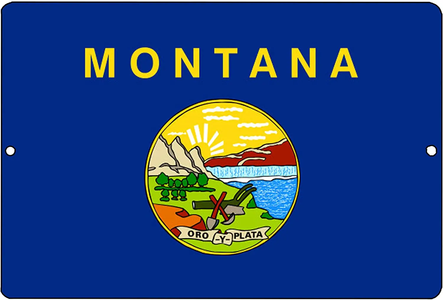 Montana State Flag Metal Tin Sign Wall Decor Man Cave Bar MT