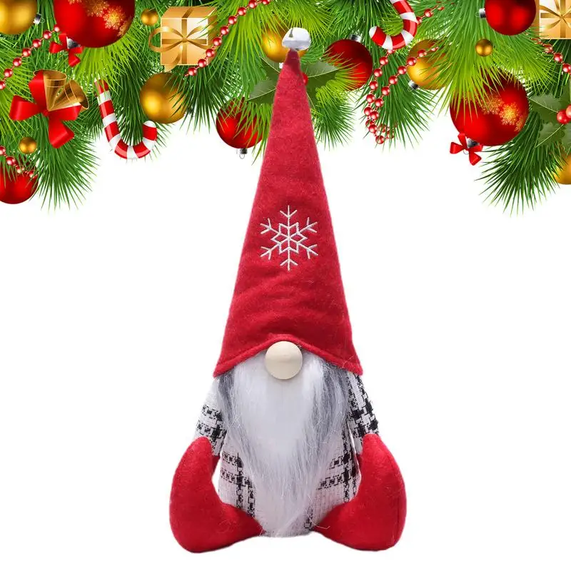 

Christmas Gnome Doll Faceless Doll Ornament With Bell Snowflake Embroidery 2023 Elf Doll For Winter Party Kids Room Sofa Decor