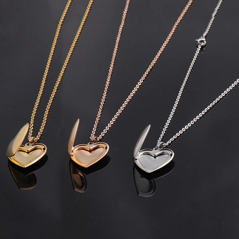 

Love Heart Locket Pendants for Women Men Openable Photo Frame Picture Necklace