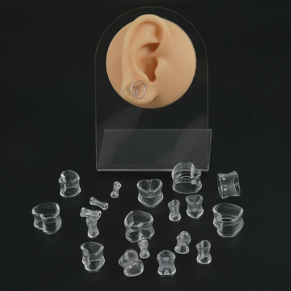 

1Pair Acrylic Heart Shaped Transparent Pinna 4-25mm Hollow Ear Plugs Stretching Earrings Expander Cute Piercing Jewelry