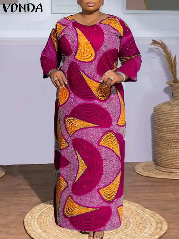 Плюс размер 5XL VONDA 2024 богемное платье макси летнее женское винтажное с длинным