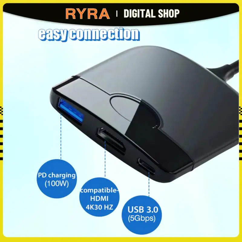 

Док-станция RYRA ABS коммутатор 3-в-1 Type-C игровая консоль Type-C в HDMI-совместимый конвертер адаптер 5 Гбит/с для USB 3,0 Interfa