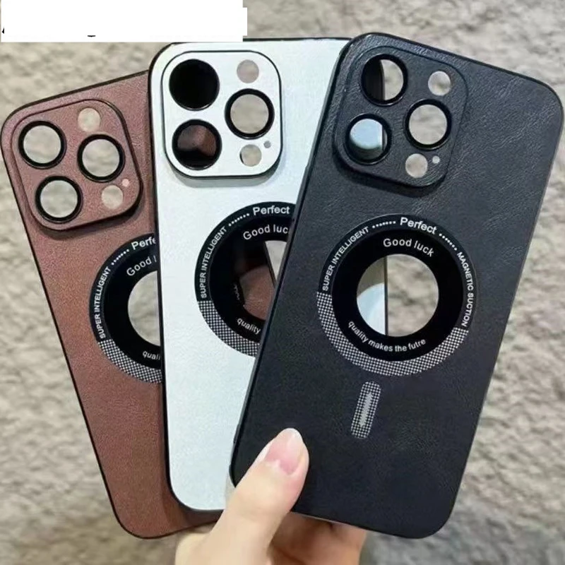 Матовый чехол N52 из искусственной кожи для iPhone 14, 13, 12 Pro Max Plus, ударопрочный чехол для Magafe, магнитный чехол с беспроводной зарядкой