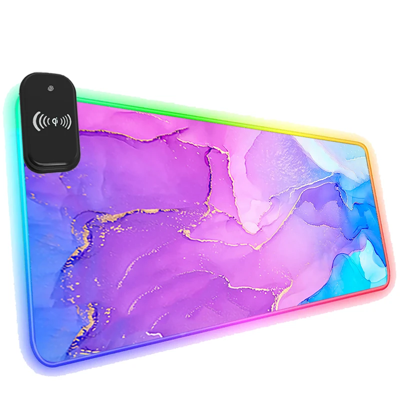 

Розовый мраморный телефонный коврик для мыши с беспроводной зарядкой RGB светодиодный игровой коврик HD защита для стола противоскользящие и...