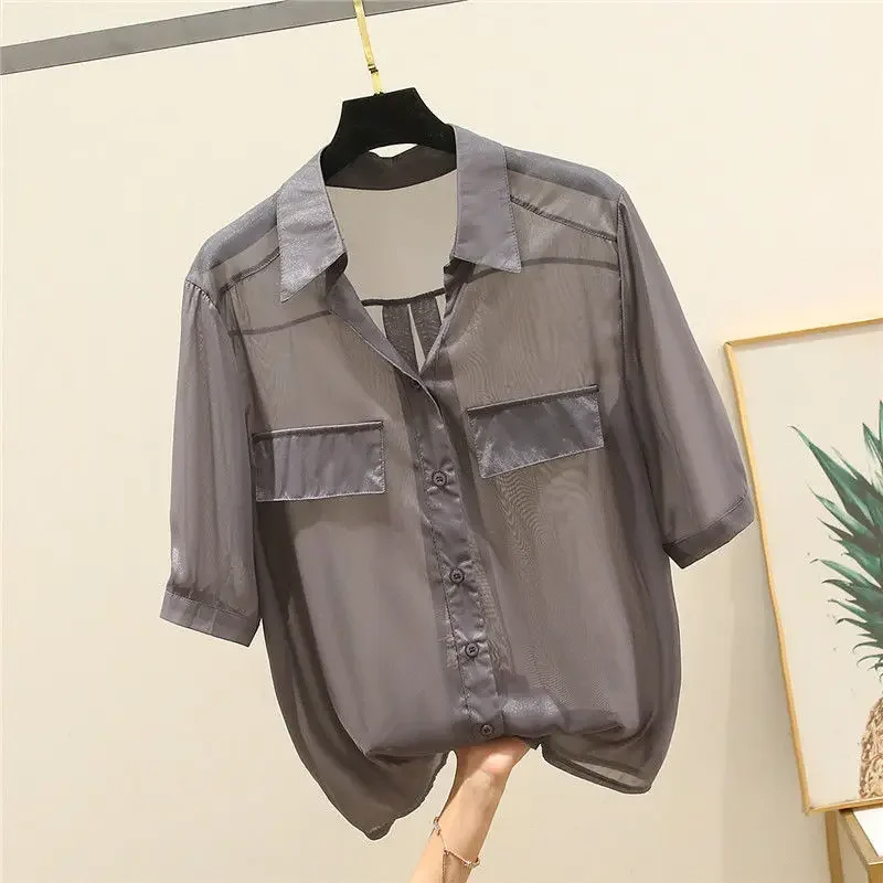 Летний шифоновый топ комплект из двух предметов женская рубашка с коротким