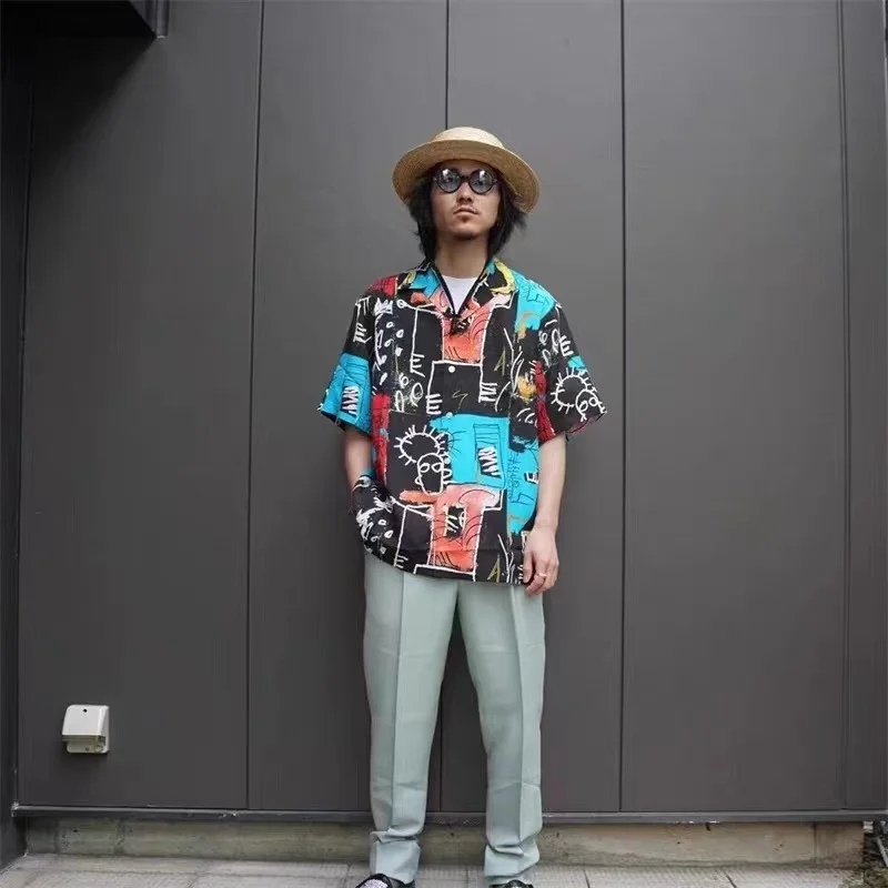 Выкройка тигра WACKO MARIA Hawaii Shirt Мужчины Женщины 1:1 Футболка лучшего качества