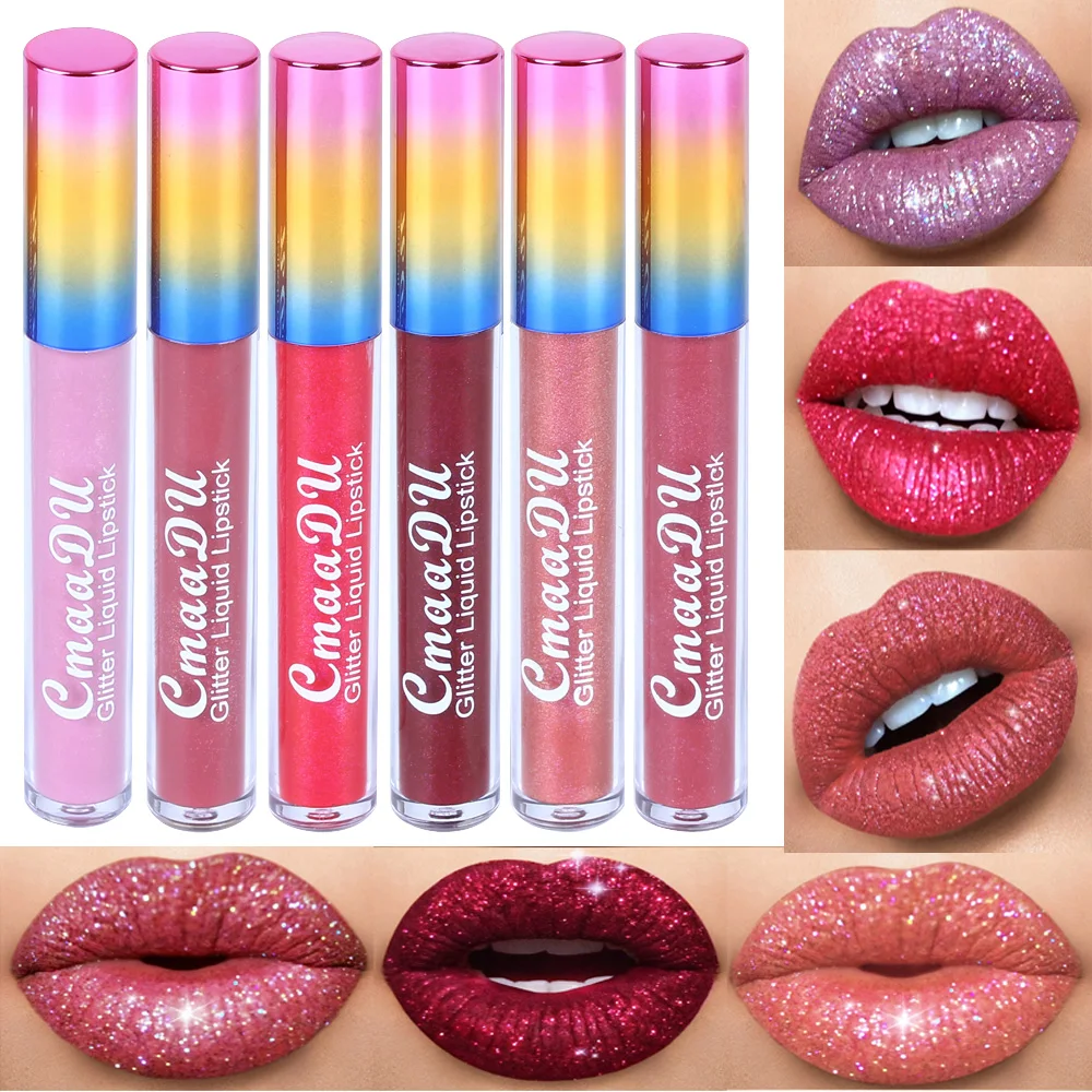 

Shiny Lip Gloss Waterproof Diamond Shimmer Glitter Lip Plumper Glaze Long Lasting Highly Pigmented Liquid Lipstick Women Makeup