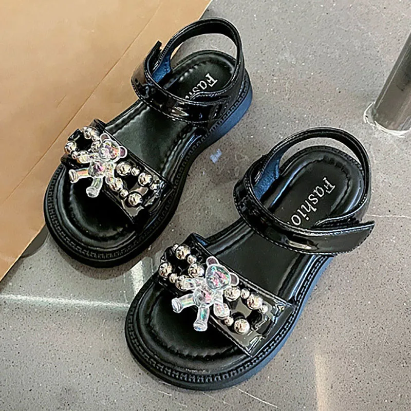 

Kids Shoes for Girl Sandals Toddler Girls Princess Shoes 2022 Summer New Girl Open Toe Crystal Shoes Casual Soft Bottom Sandals